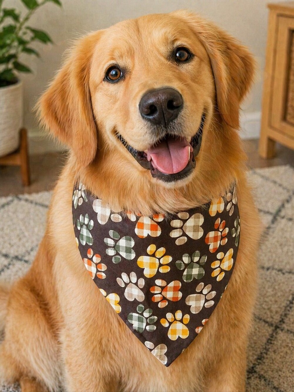 Brown Paw Print Dog Bandana - Unbranded